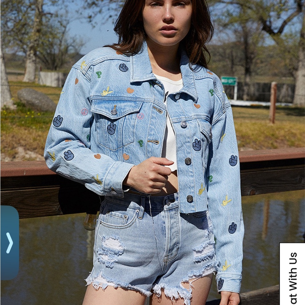 Playboy By PacSun Bunny Hop Cropped Trucker Jacket